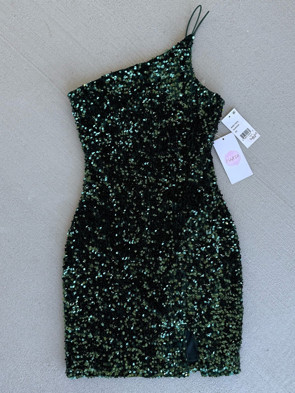 NEW Midnight Doll Hunter Green Bodycon Sequin Dress Size XS